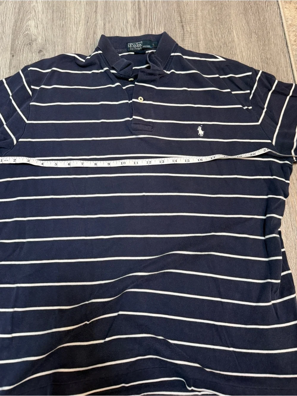 Classic Soft Polo By Ralph Lauren Navy With White Stripes Size L, Pre-Owned  Z3